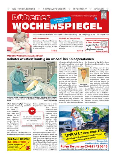 Dübener Wochenspiegel | Nr. 15 | 12. August 2026